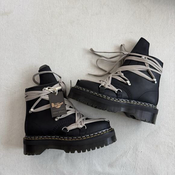 Rick Owens Dr. Martens 1460 DRKSHDW Quad Sole Mega Lace Black Boot Size 8 NEW - Picture 4 of 10